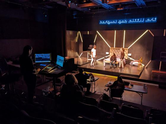 Students working on a studio set